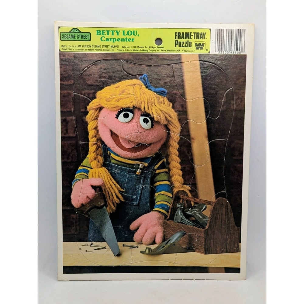 1981 Whitman Sesame Street Betty Lou Carpenter Frame Tray Puzzle 4524C-33